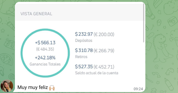 Captura de resultado real de alumno